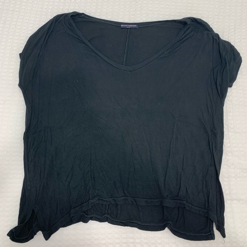 Brandy Melville black v neck tee, one size
